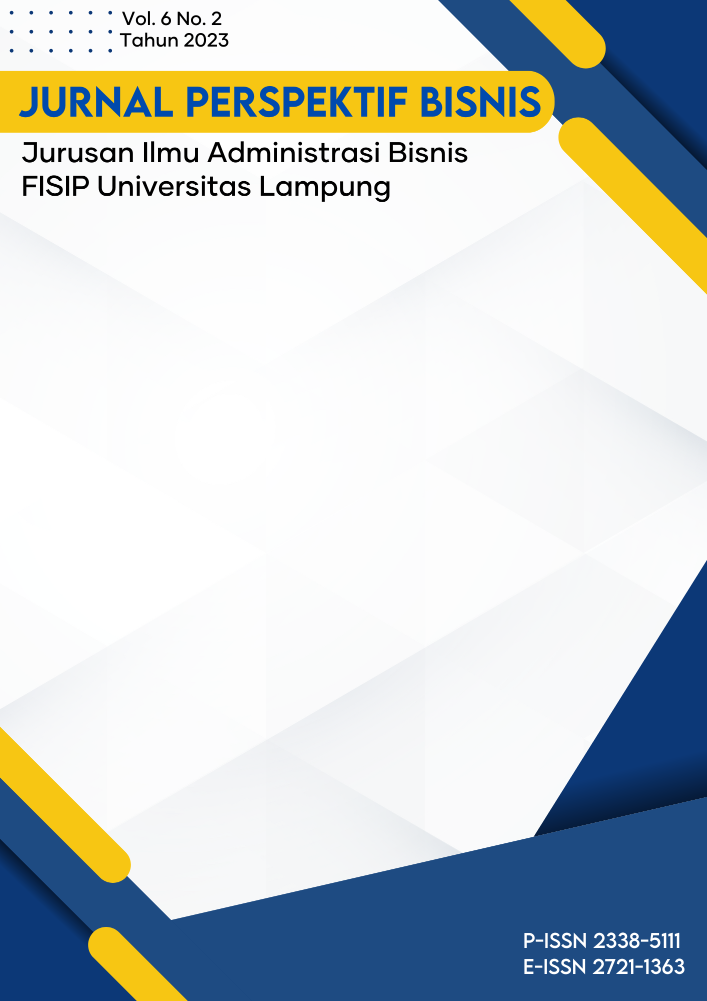 					View Vol. 6 No. 2 (2023): Jurnal Perspektif Bisnis
				